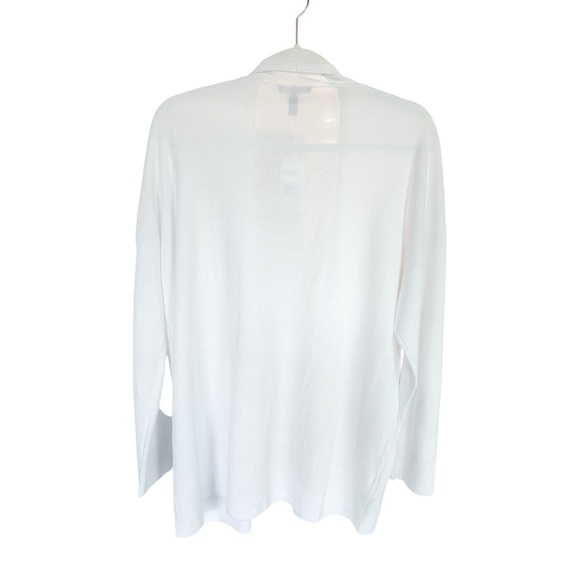 NWT EILEEN FISHER Organic Linen Cotton Long Cardigan White (M) - Picture 6 of 11